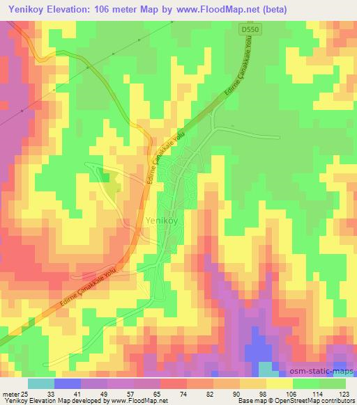 Yenikoy,Turkey Elevation Map