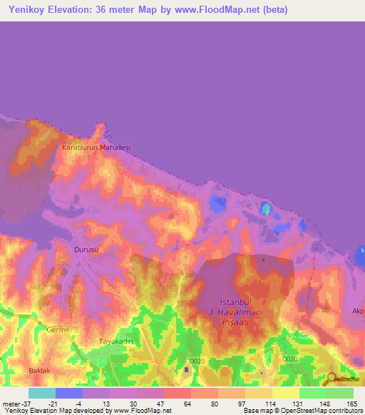 Yenikoy,Turkey Elevation Map