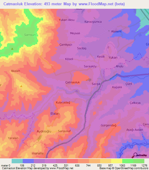 Catmaoluk,Turkey Elevation Map