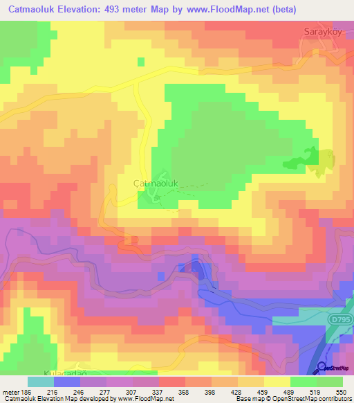 Catmaoluk,Turkey Elevation Map