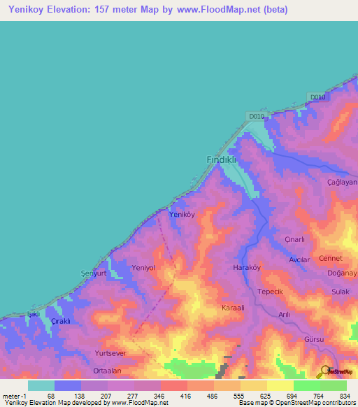 Yenikoy,Turkey Elevation Map