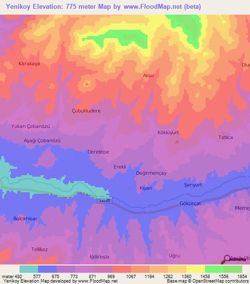 Yenikoy,Turkey Elevation Map