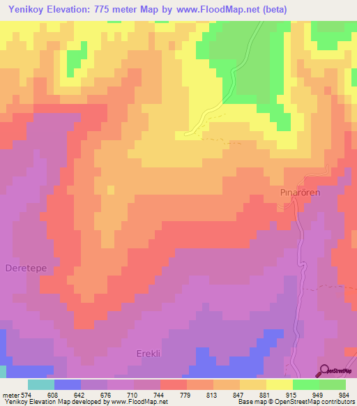 Yenikoy,Turkey Elevation Map