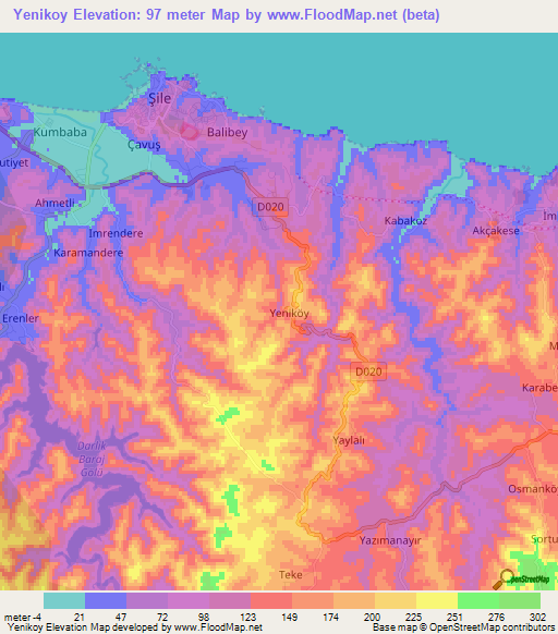 Yenikoy,Turkey Elevation Map