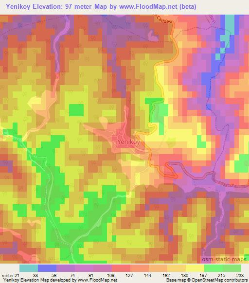 Yenikoy,Turkey Elevation Map