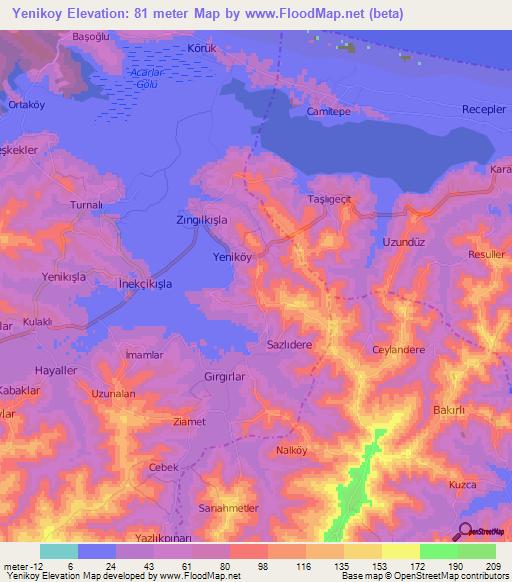 Yenikoy,Turkey Elevation Map