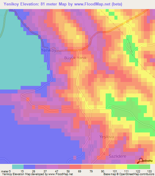 Yenikoy,Turkey Elevation Map