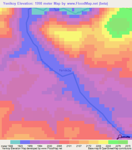 Yenikoy,Turkey Elevation Map