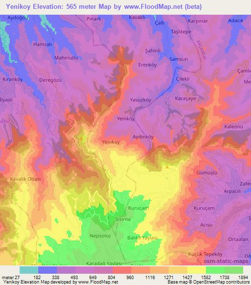 Yenikoy,Turkey Elevation Map