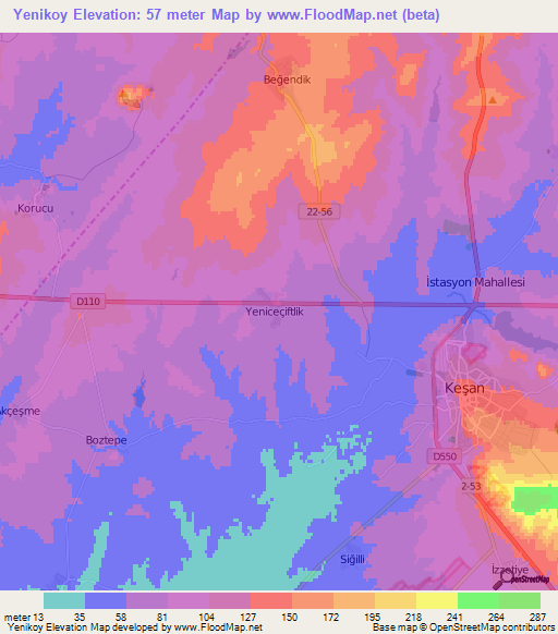 Yenikoy,Turkey Elevation Map