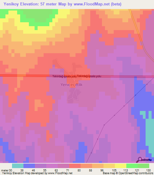 Yenikoy,Turkey Elevation Map