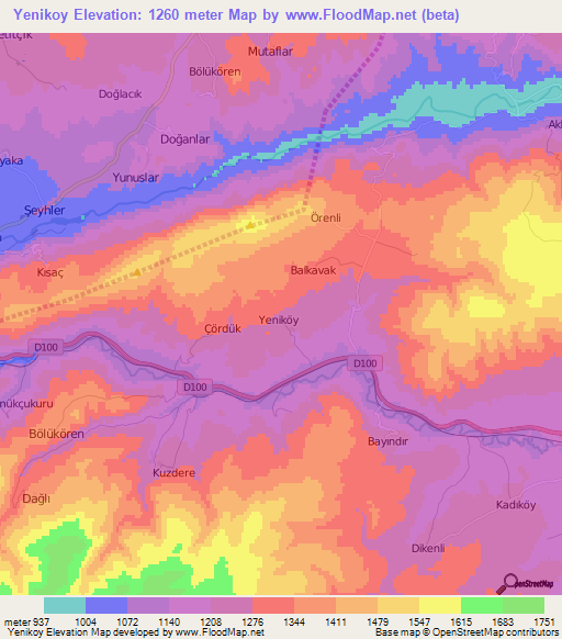 Yenikoy,Turkey Elevation Map