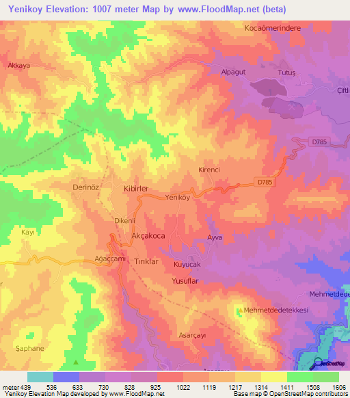 Yenikoy,Turkey Elevation Map