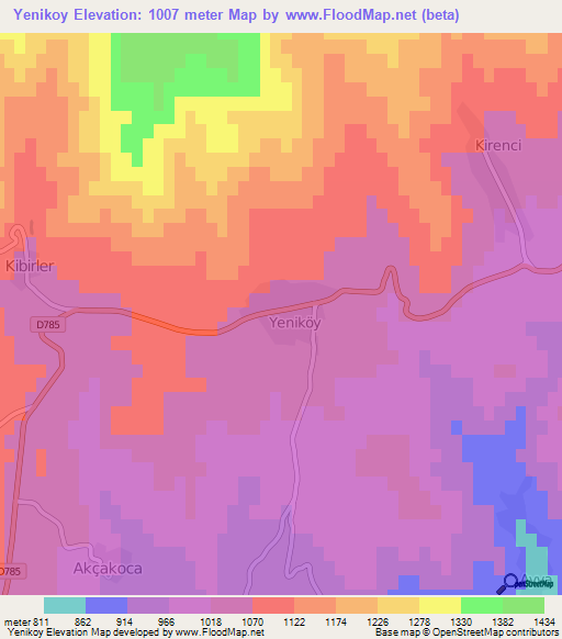 Yenikoy,Turkey Elevation Map