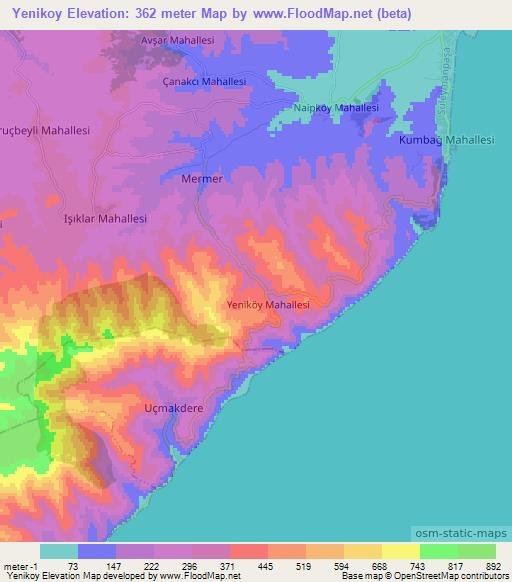 Yenikoy,Turkey Elevation Map