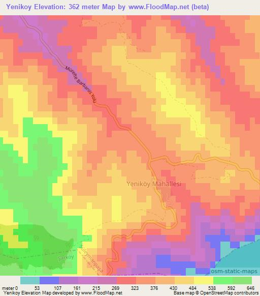 Yenikoy,Turkey Elevation Map