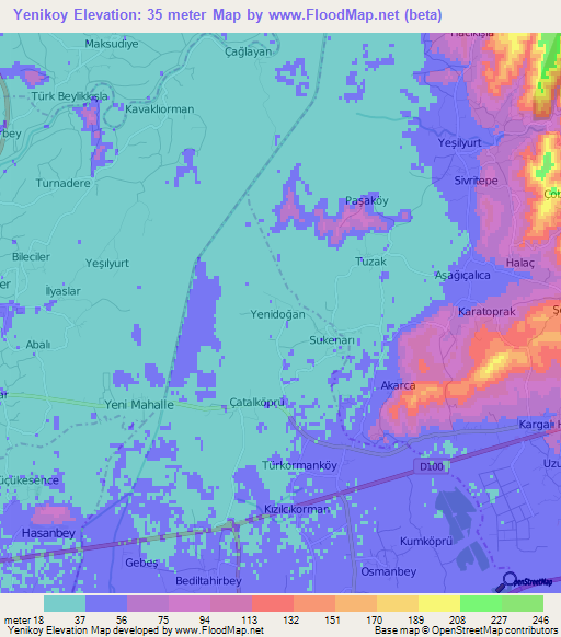 Yenikoy,Turkey Elevation Map