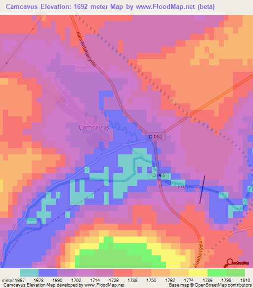 Camcavus,Turkey Elevation Map