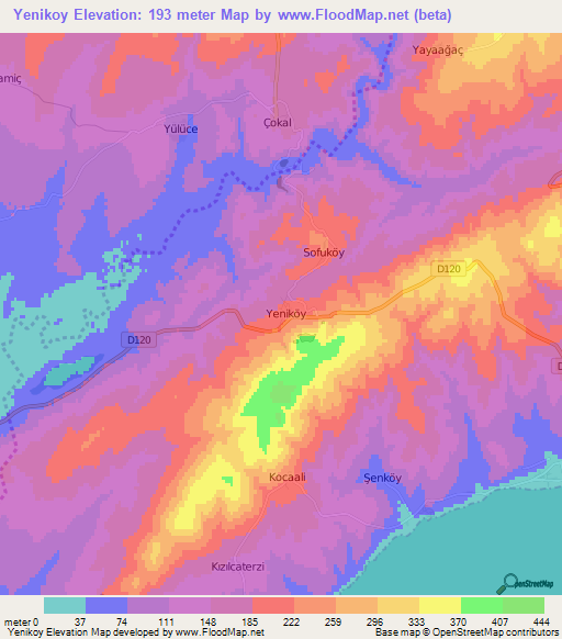 Yenikoy,Turkey Elevation Map