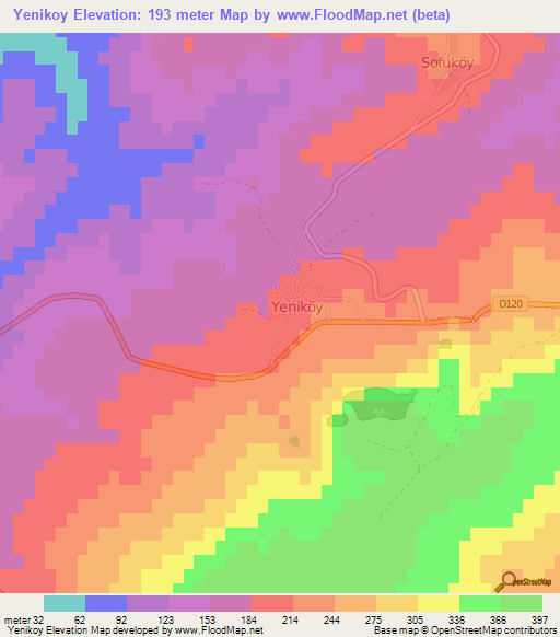 Yenikoy,Turkey Elevation Map