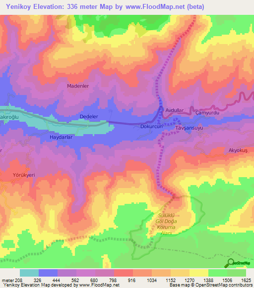 Yenikoy,Turkey Elevation Map