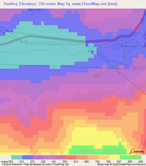 Yenikoy,Turkey Elevation Map