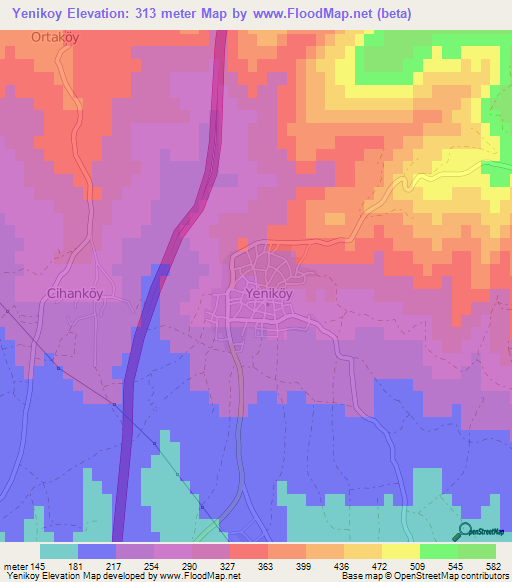 Yenikoy,Turkey Elevation Map