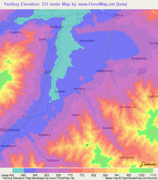 Yenikoy,Turkey Elevation Map