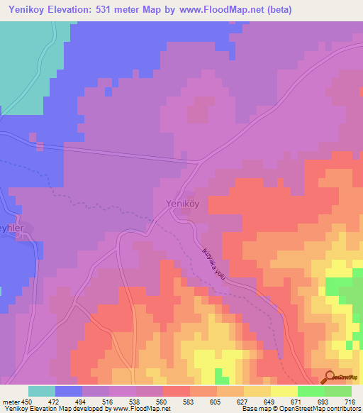 Yenikoy,Turkey Elevation Map