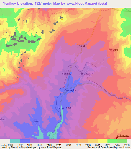 Yenikoy,Turkey Elevation Map