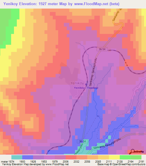 Yenikoy,Turkey Elevation Map