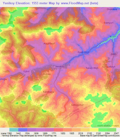 Yenikoy,Turkey Elevation Map