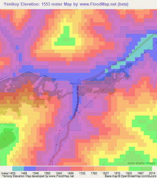 Yenikoy,Turkey Elevation Map