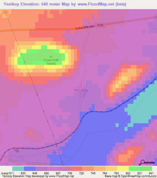 Yenikoy,Turkey Elevation Map