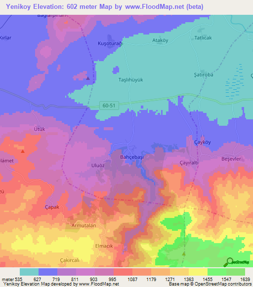 Yenikoy,Turkey Elevation Map