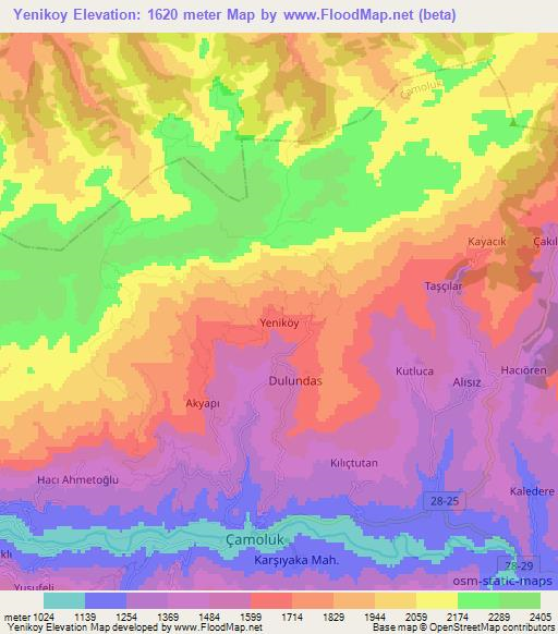 Yenikoy,Turkey Elevation Map