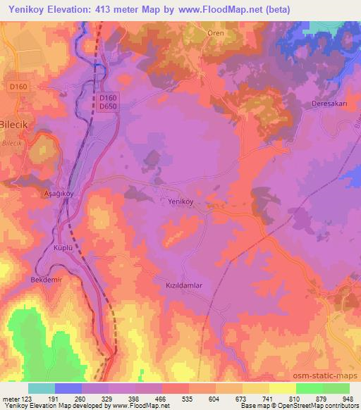 Yenikoy,Turkey Elevation Map