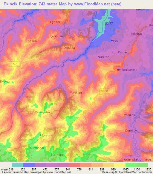 Ekincik,Turkey Elevation Map