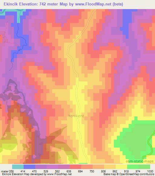 Ekincik,Turkey Elevation Map