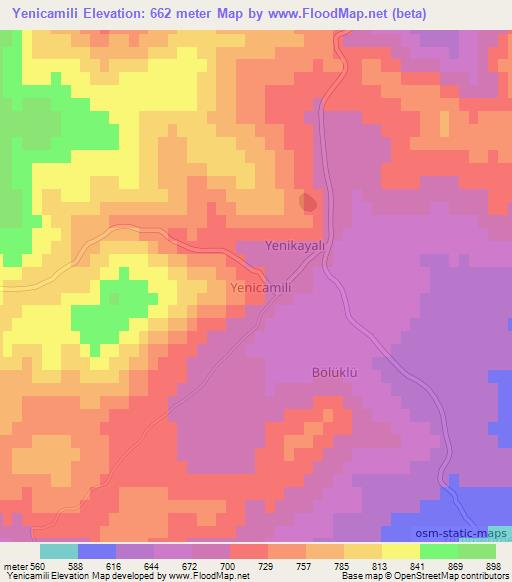 Yenicamili,Turkey Elevation Map