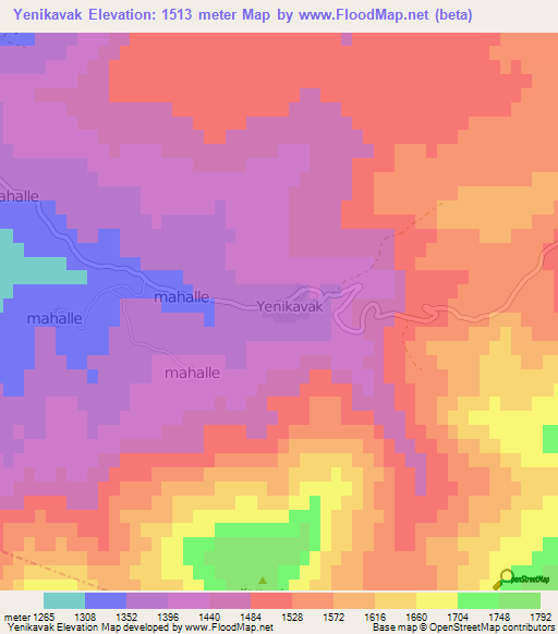 Yenikavak,Turkey Elevation Map