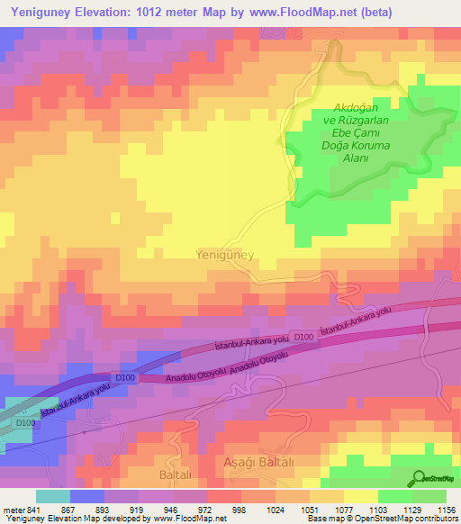 Yeniguney,Turkey Elevation Map