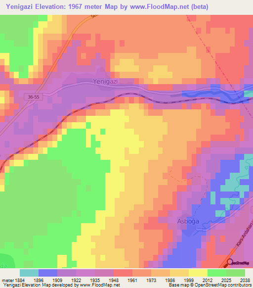 Yenigazi,Turkey Elevation Map