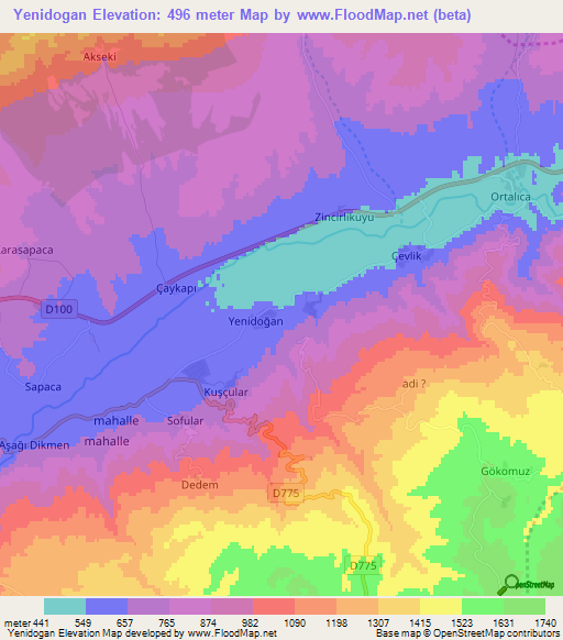 Yenidogan,Turkey Elevation Map