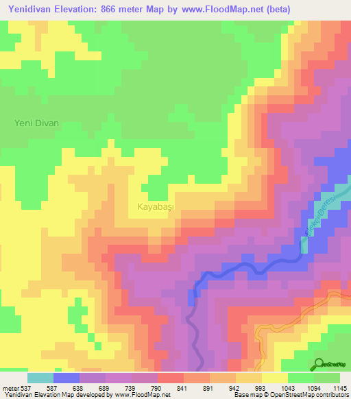 Yenidivan,Turkey Elevation Map