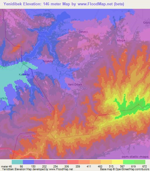 Yenidibek,Turkey Elevation Map