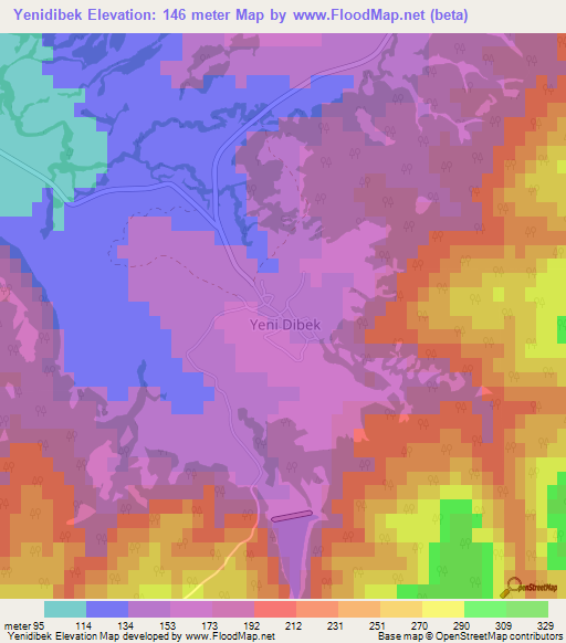 Yenidibek,Turkey Elevation Map