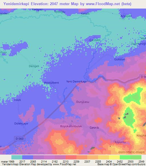 Yenidemirkapi,Turkey Elevation Map