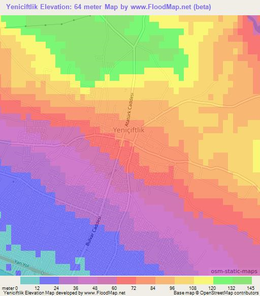 Yeniciftlik,Turkey Elevation Map