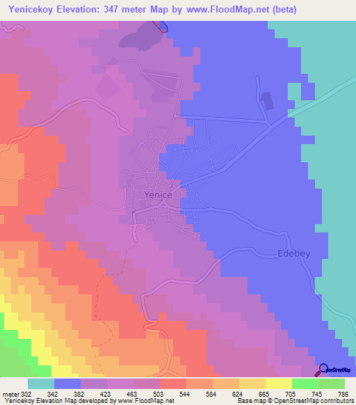 Yenicekoy,Turkey Elevation Map